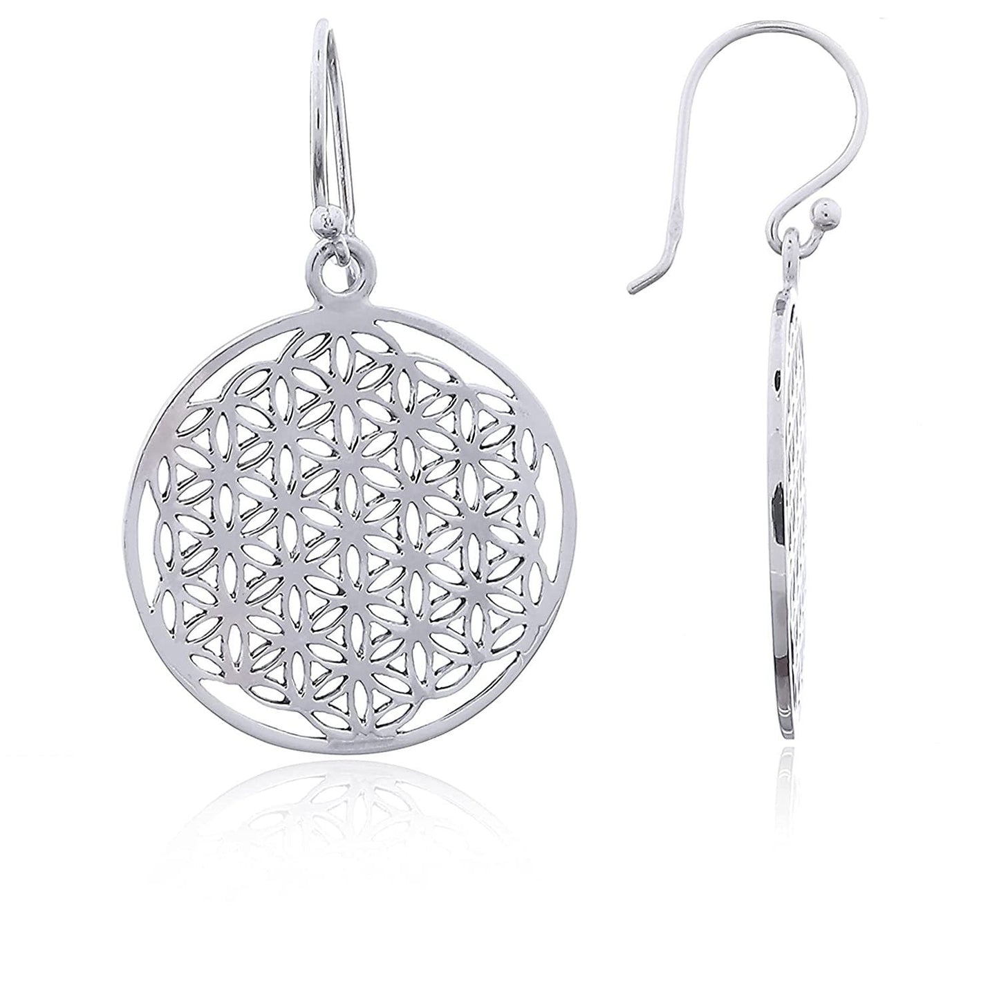 Floral Earrings 925 Sterling Silver Flower of Life Romantic Earrings…