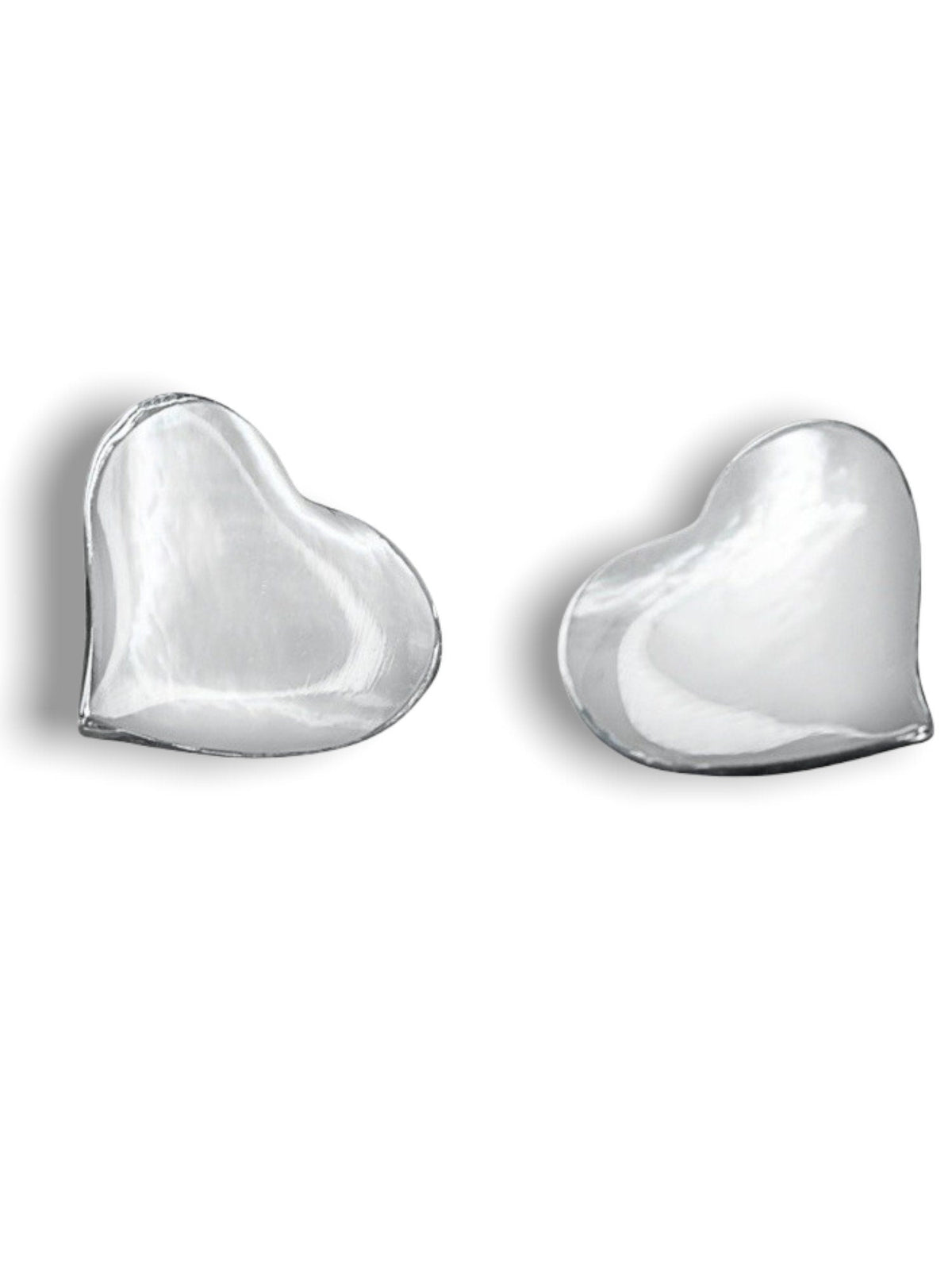Mother-of-Pearl Heart Stud Earrings - 925 Sterling Silver - OHR925-94