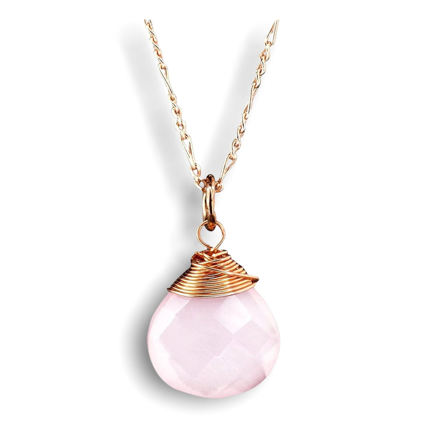 Rose Quartz Drop Chain 925 Sterling Rosegold Gold Plated Pink Gem…