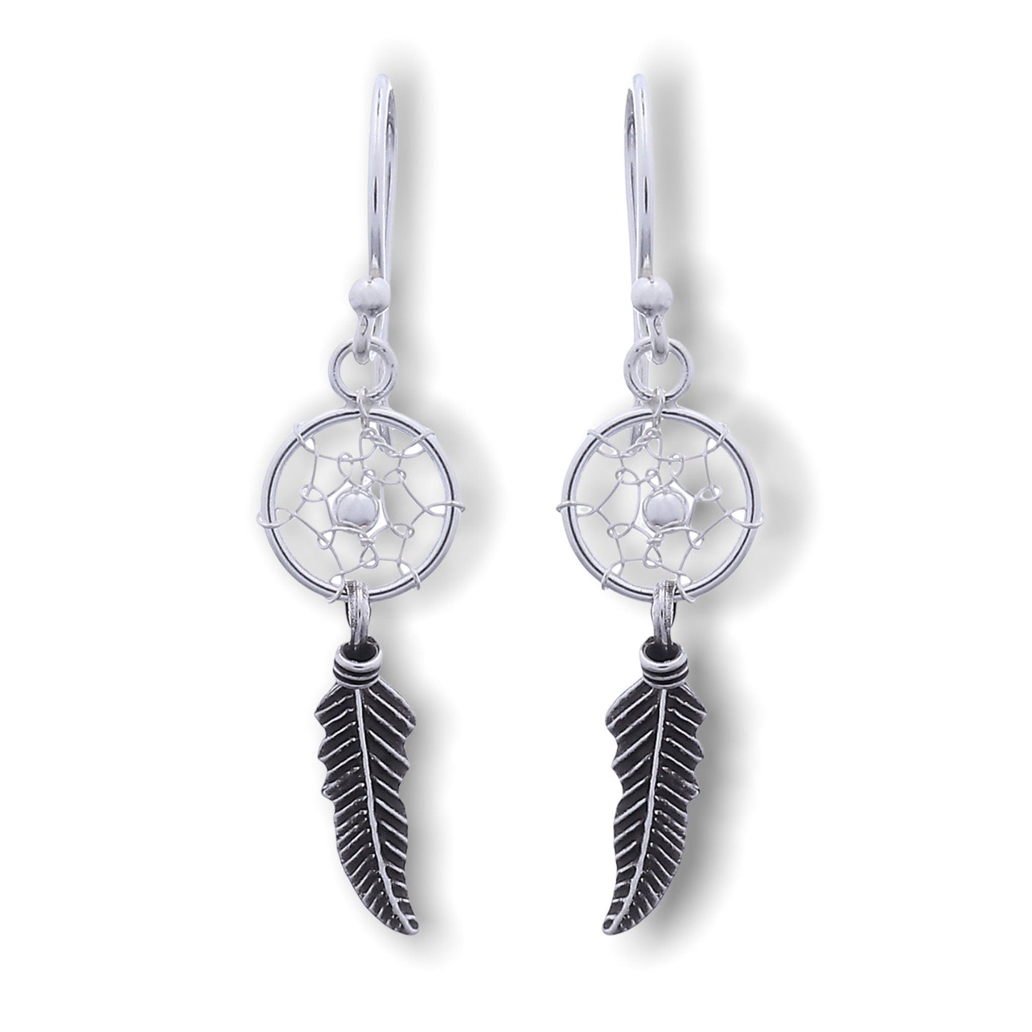 Dream Catcher Earrings - 925 Sterling Silver Tribal Boho Shaman…