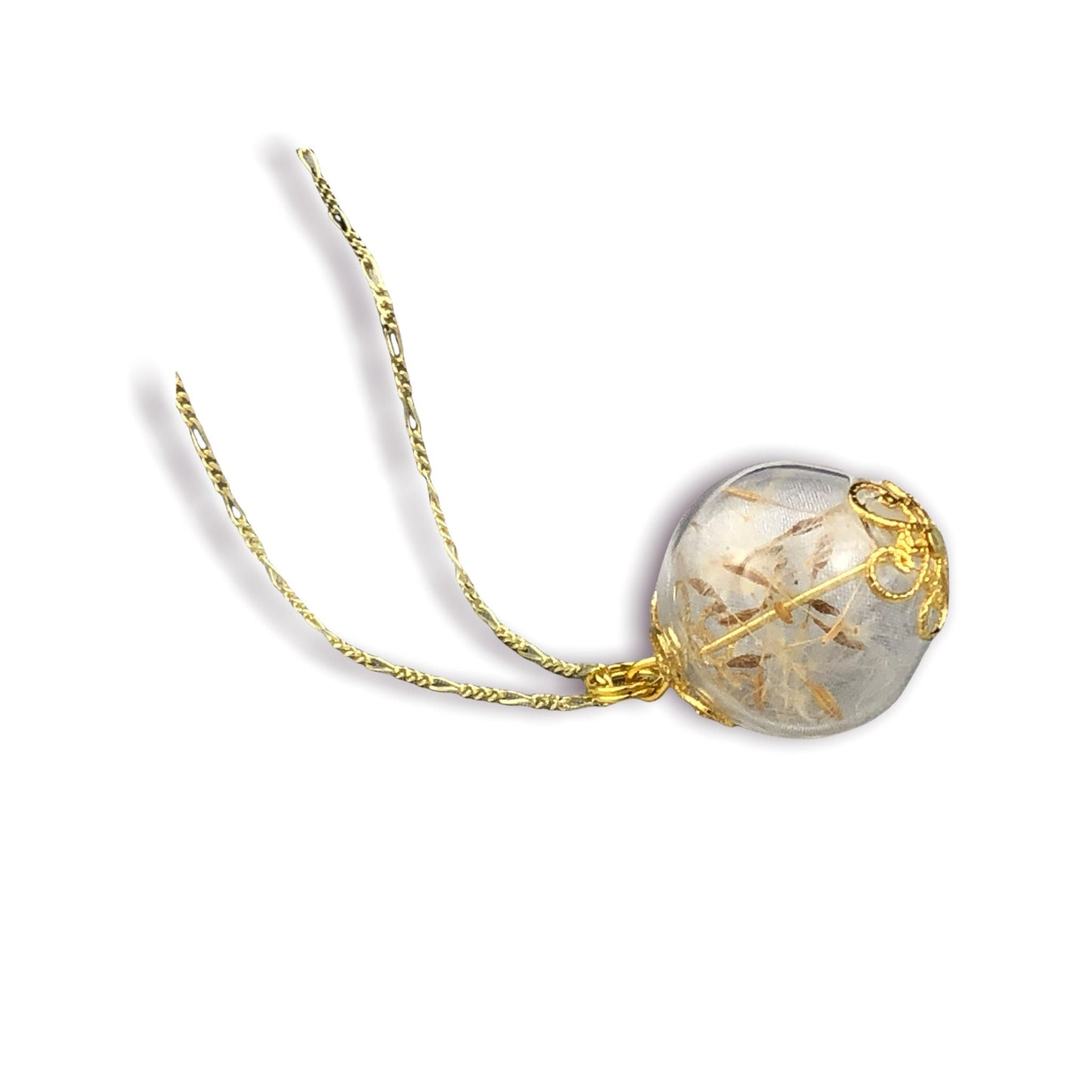 Dandelion Glass Pendant - 925 Sterling Gold Gilded Dandelion Seeds…