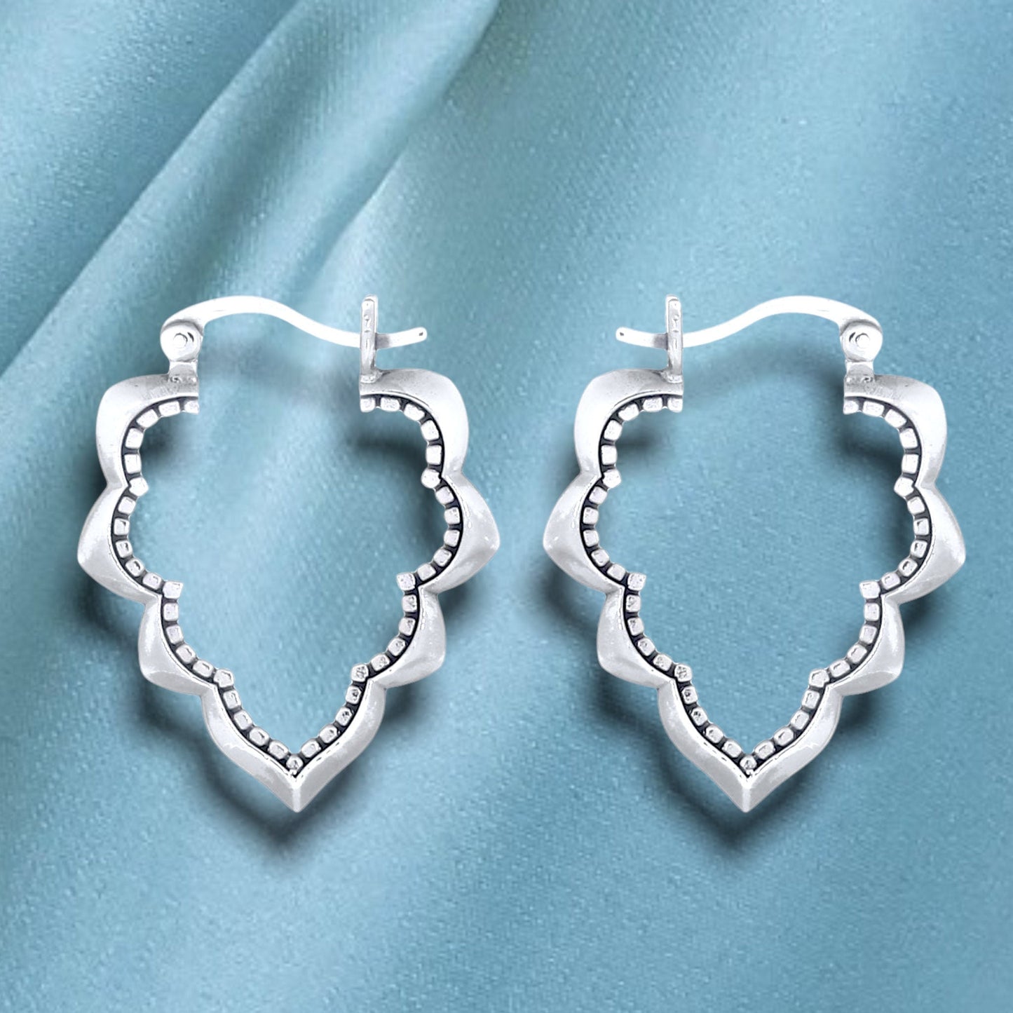 Drop Aura Ornament Earrings - 925 Sterling Silver Oriental Fairytale…