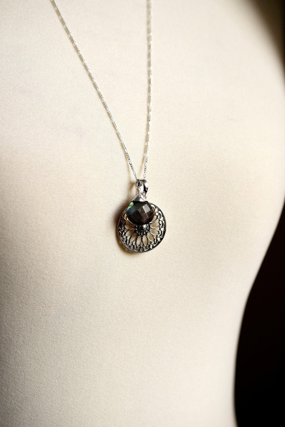 Labradorite Gemstone Mandala Jewelry Set - 925 Sterling Silver…