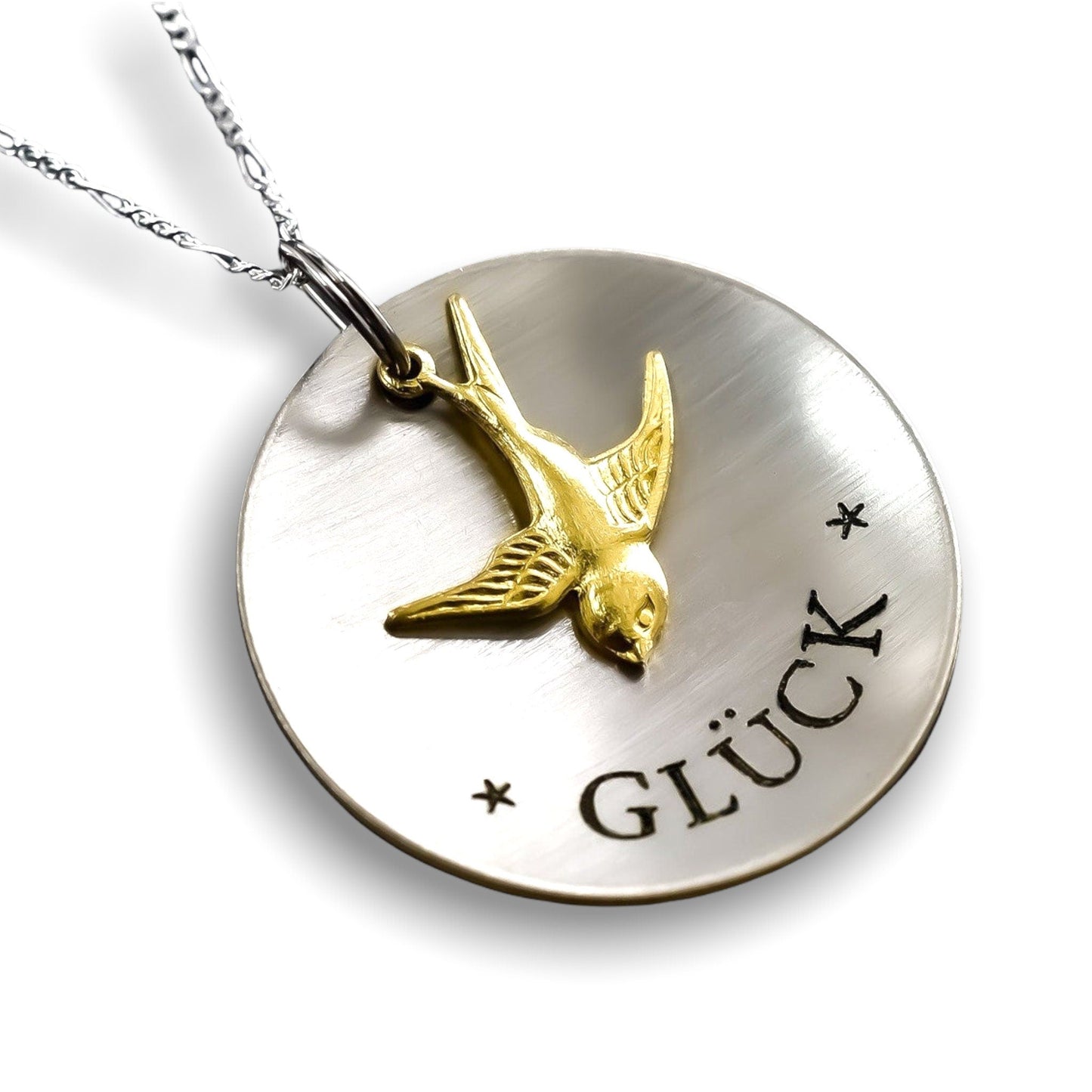 Lucky charm golden swallow engraving chain - 925 sterling silver…
