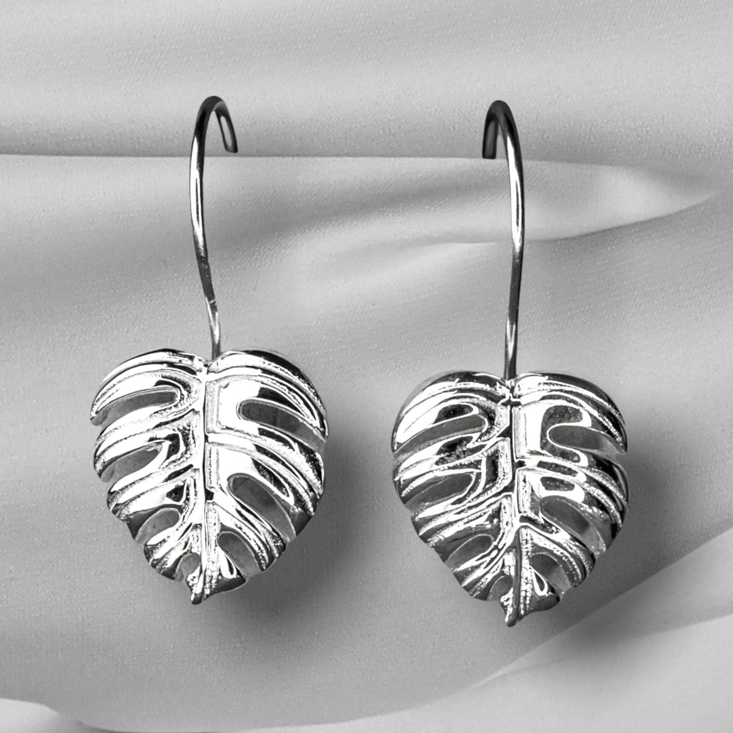 Monstera Leaf Earrings - 925 Sterling Silver Exotic Leaves Earrings…