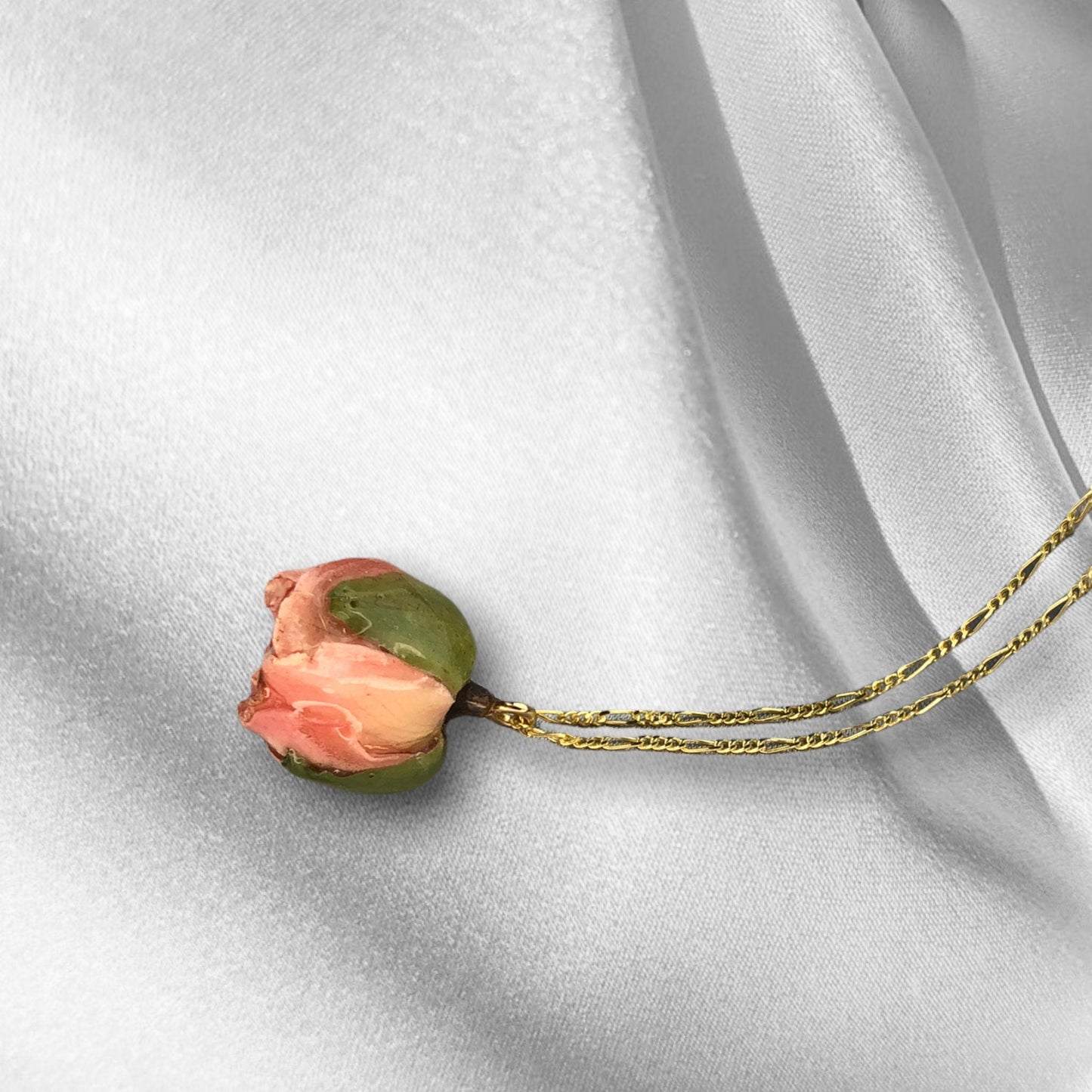 Real rose nose chain - 925 sterling gilded necklace with rose