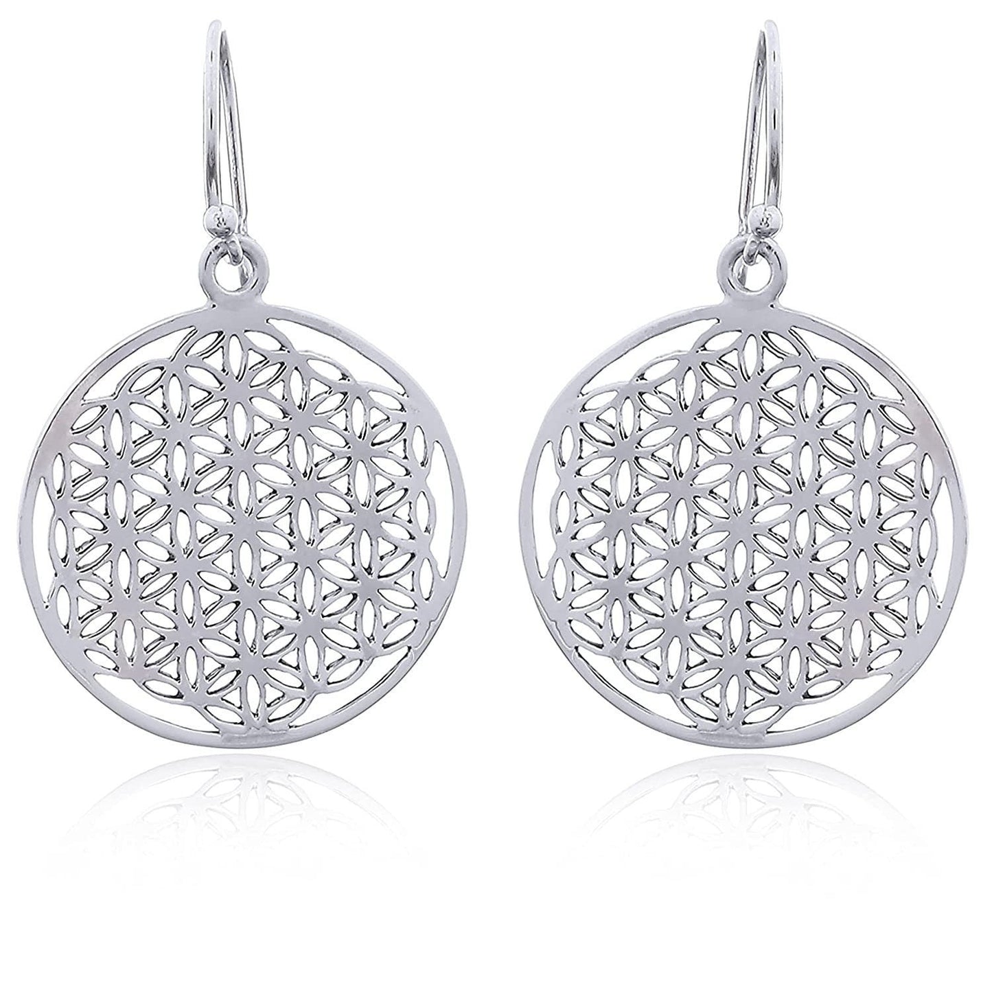 Floral Earrings 925 Sterling Silver Flower of Life Romantic Earrings…