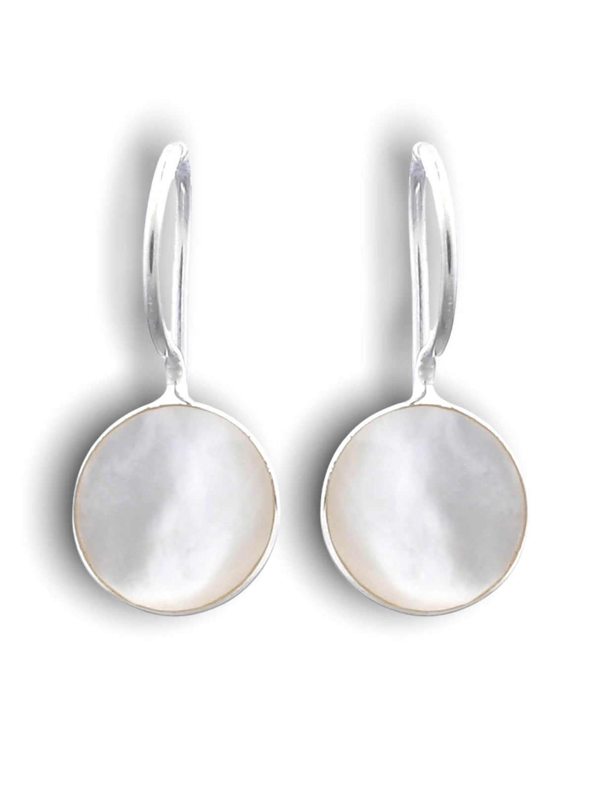 Customizable 925 Sterling Silver Mother-of-Pearl Earrings with Engraving - Minimalist Jewelry in White - OHR925-57