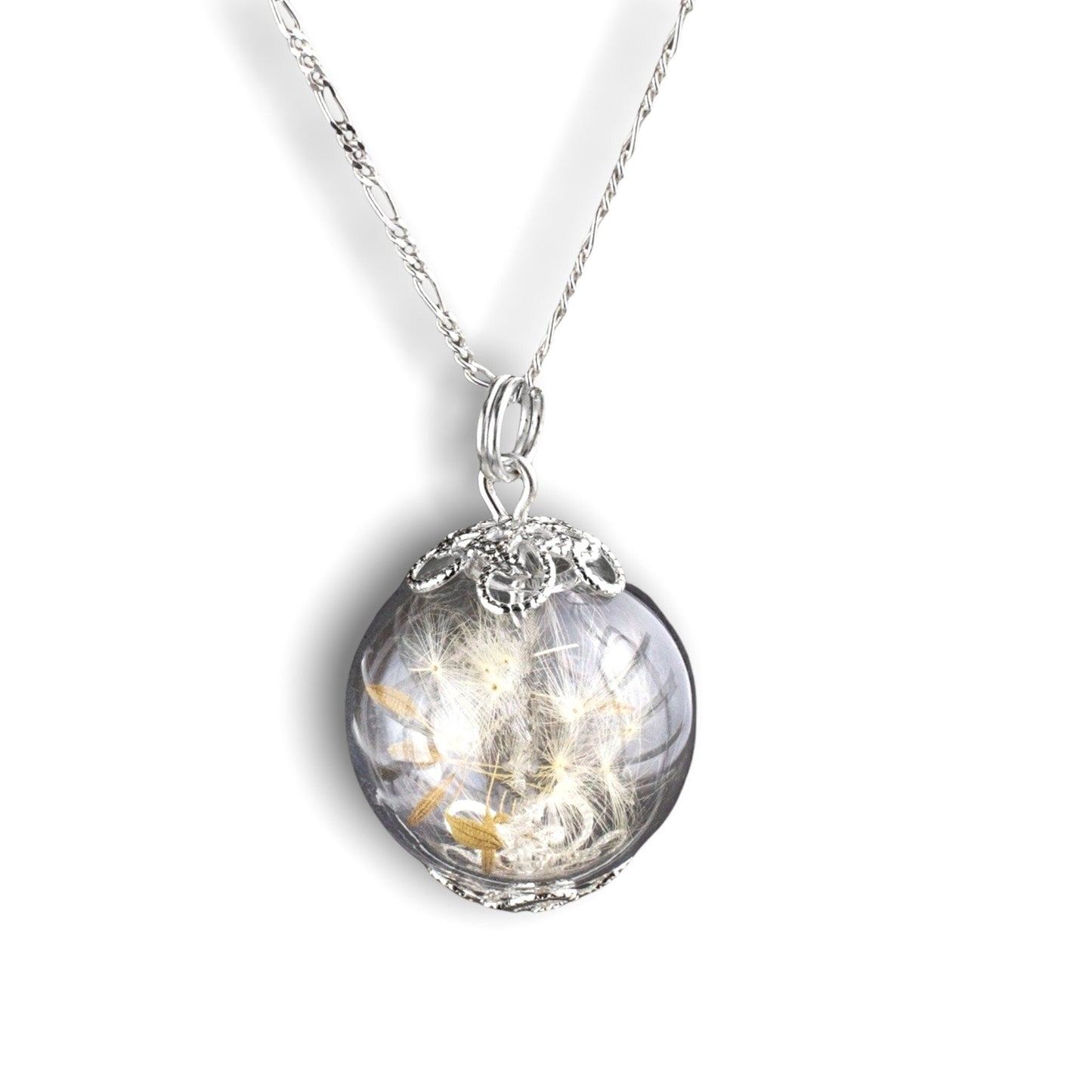 Pustflumen Seeds Pendant Necklace - 925 Sterling Silver Dried…
