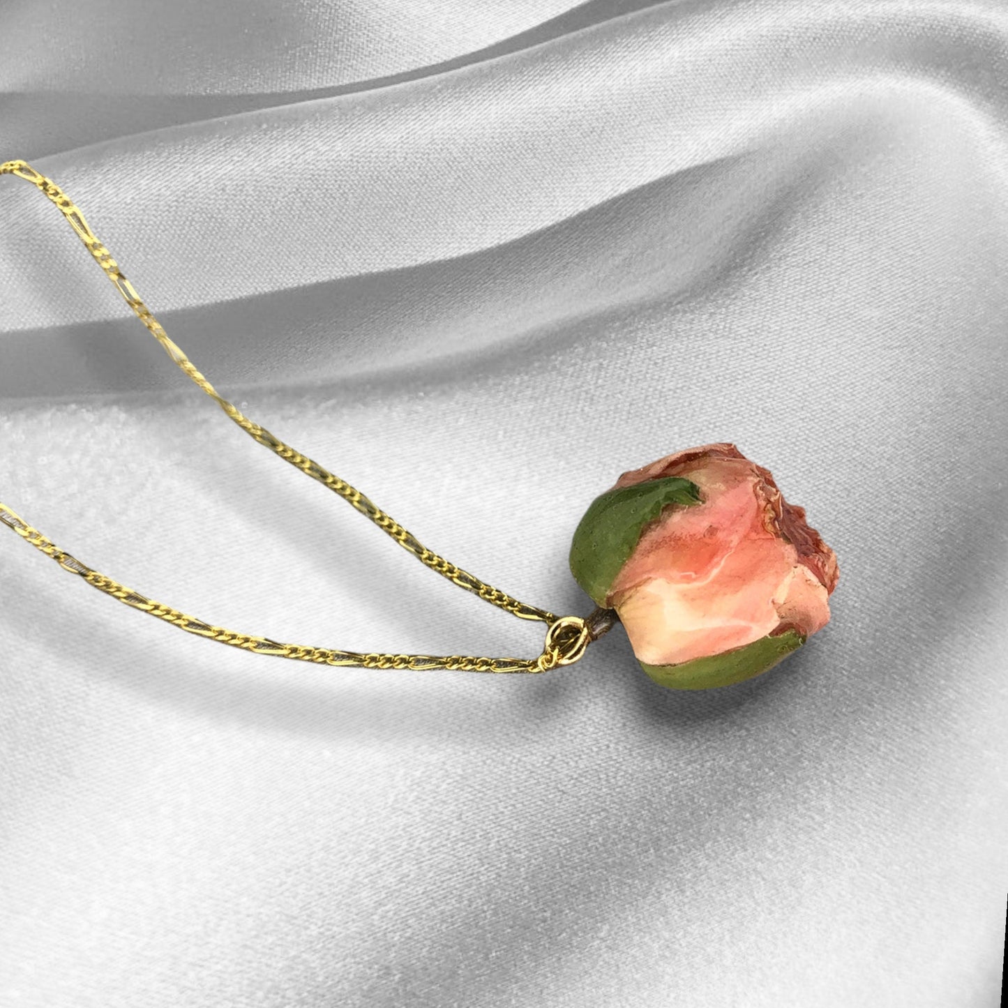 Real rose nose chain - 925 sterling gilded necklace with rose