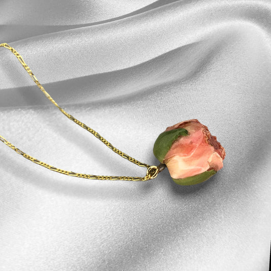 Real rose nose chain - 925 sterling gilded necklace with rose