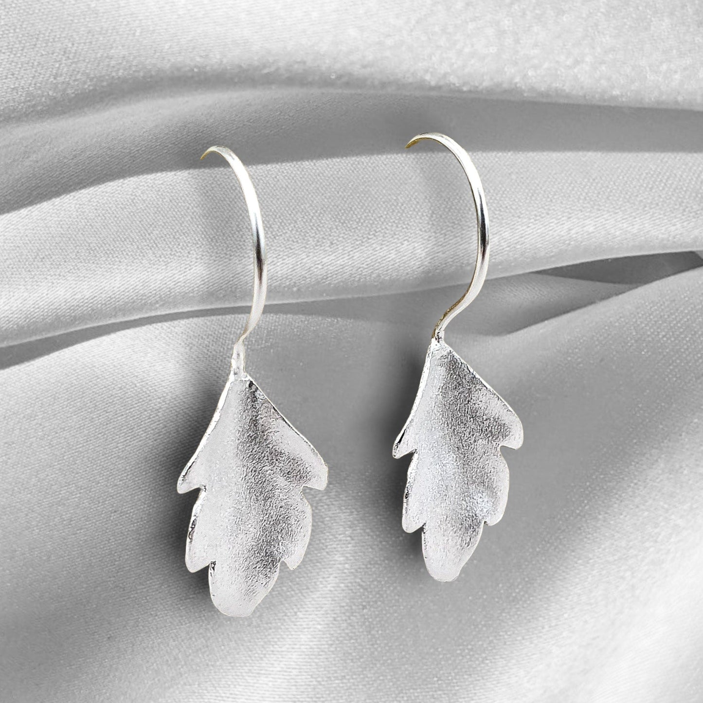 Autumn leaves silver earrings - 925 sterling matt leaves 3D earrings…