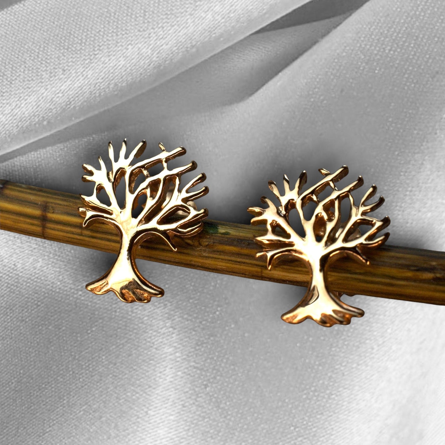 Living Tree Mini Stud Earrings - 925 Sterling Rosegold Gold Plated…