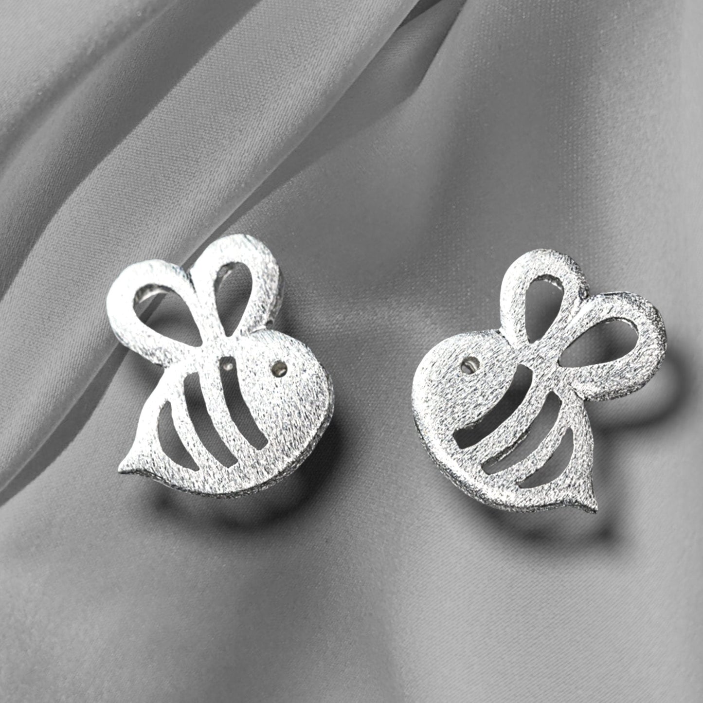 Bee Mini Stud Earrings - 925 Sterling Silver Earrings - Stamina…