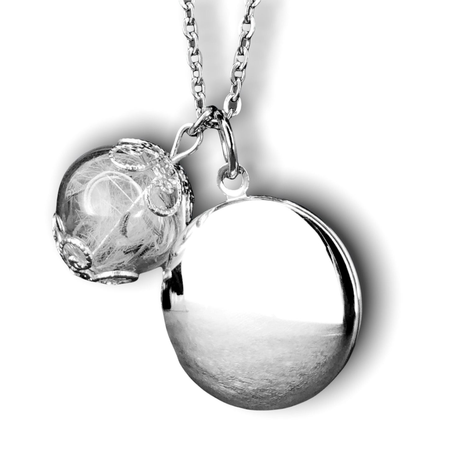 Customizable Dandelion Medallion Chain with Photoservice - Silver Plated
