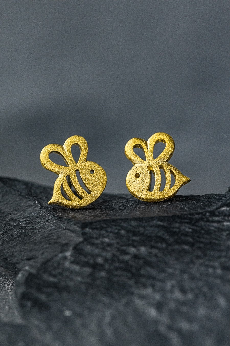 Bee Mini Stud Earrings - 925 Sterling Gold Gilded Earrings — 98