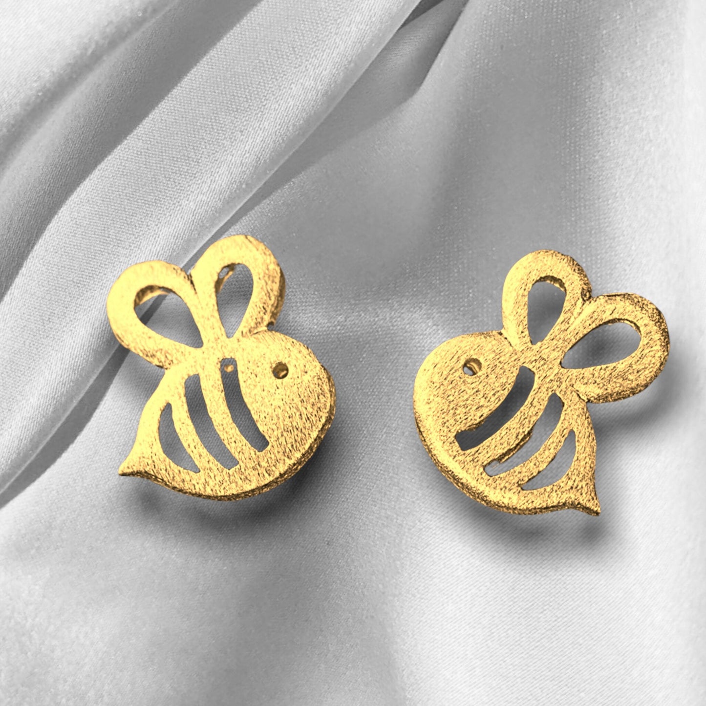 Bee Mini Stud Earrings - 925 Sterling Gold Gilded Earrings — 98