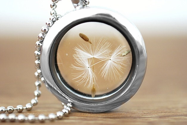 Real Dandelion Medallion Ball Chain