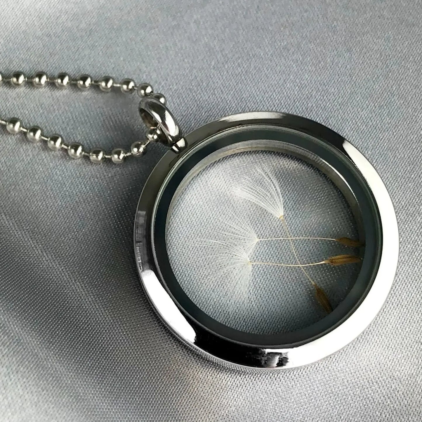 Real Dandelion Medallion Ball Chain