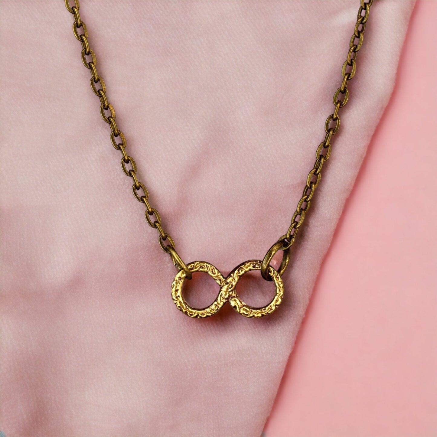 Infinity Chain - Bronze Filigree Infinity Eternity Jewelry Vintage…