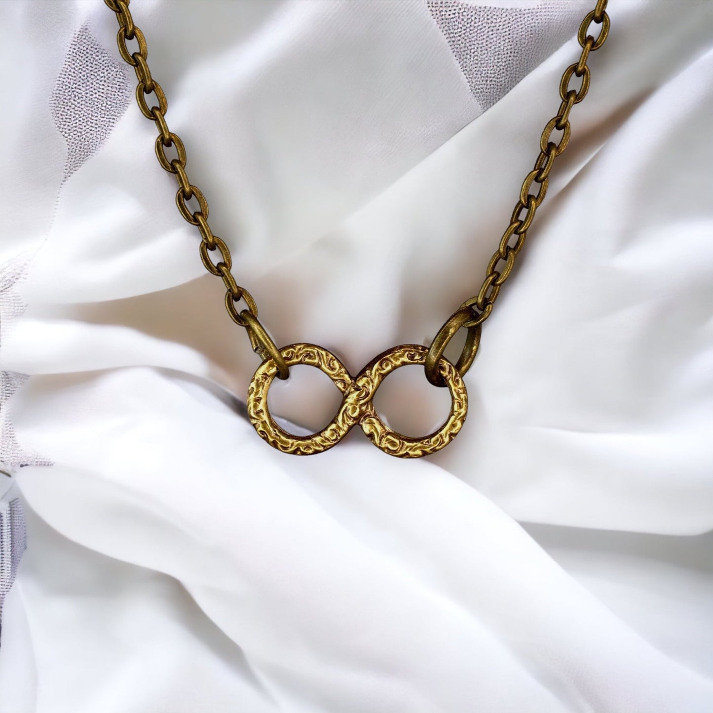 Infinity Chain - Bronze Filigree Infinity Eternity Jewelry Vintage…