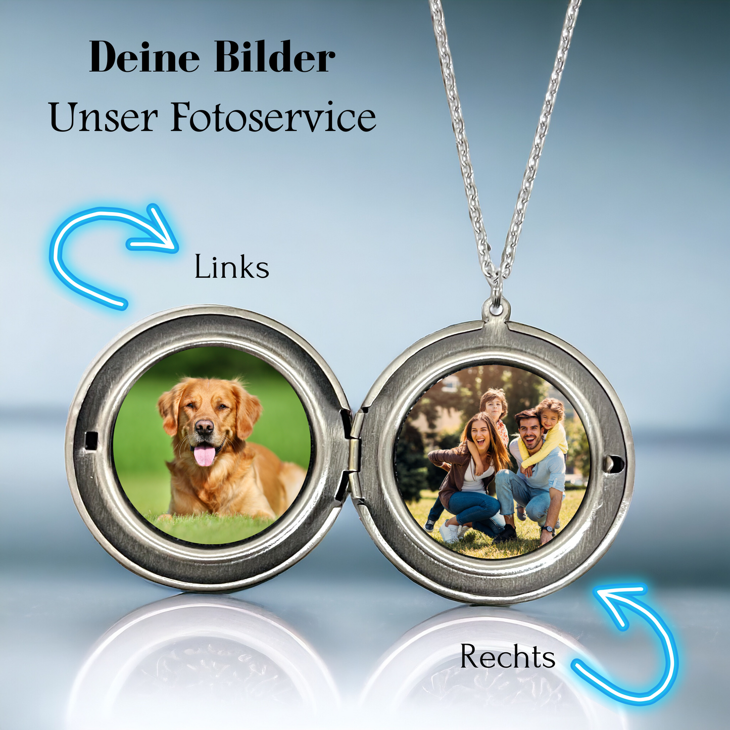 Customizable Photo Medallion Chain incl. Photoservice - Hinging XL…