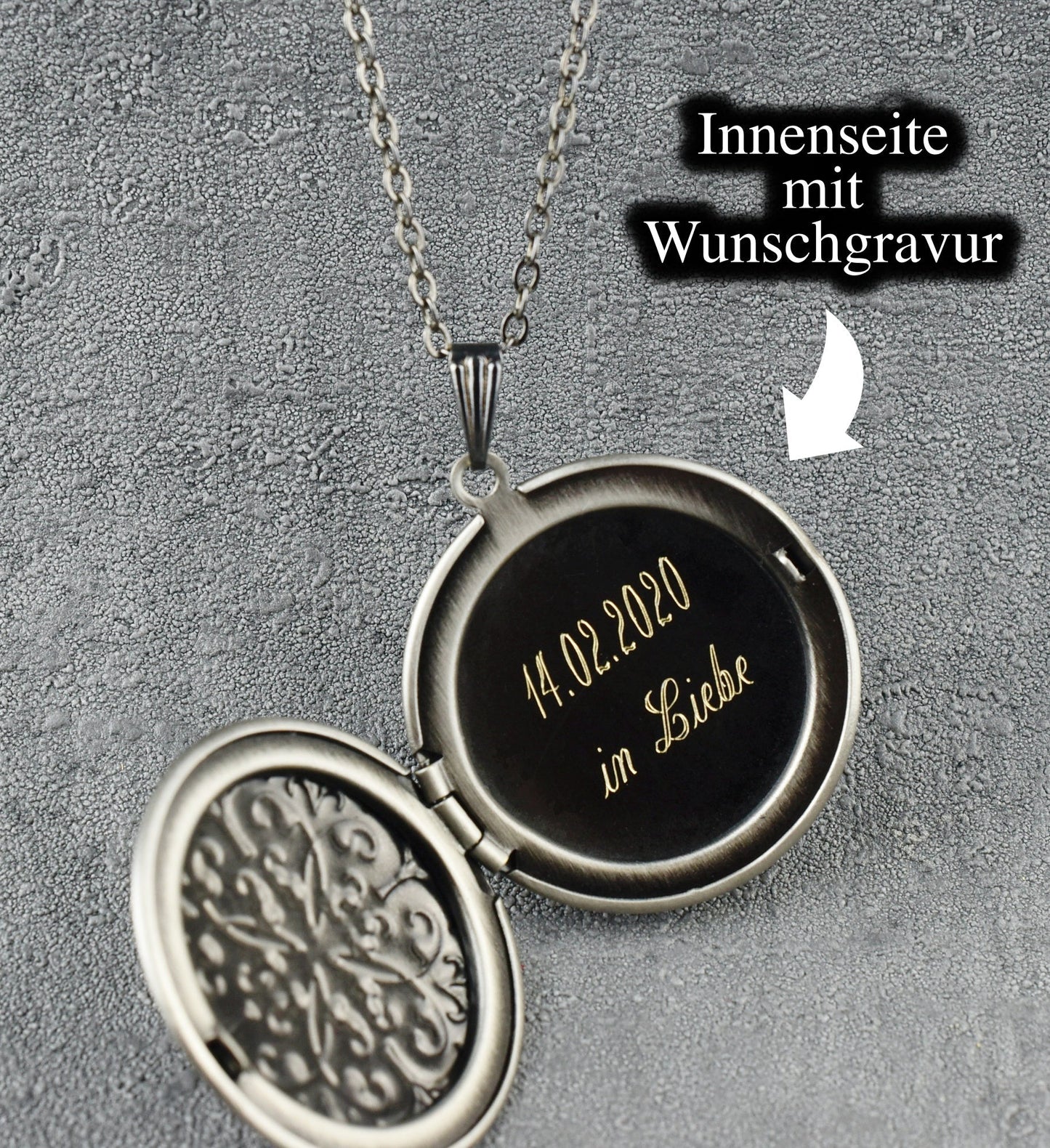 MARRAKESH III Antique Silver Photo Locket Necklace - Customizable…