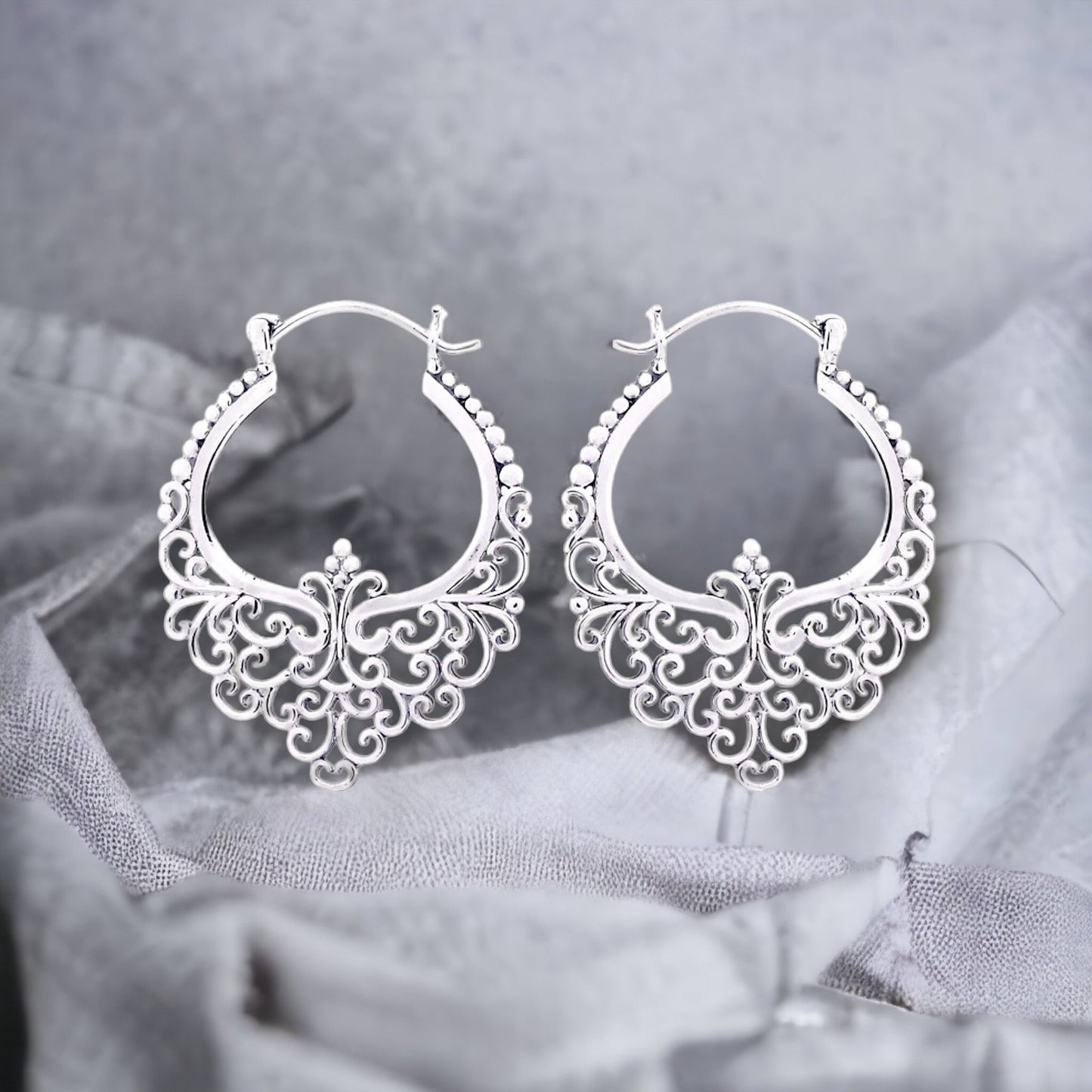 Good Karma Silver Lace Creolen - 925 Sterling Bohemian Style…