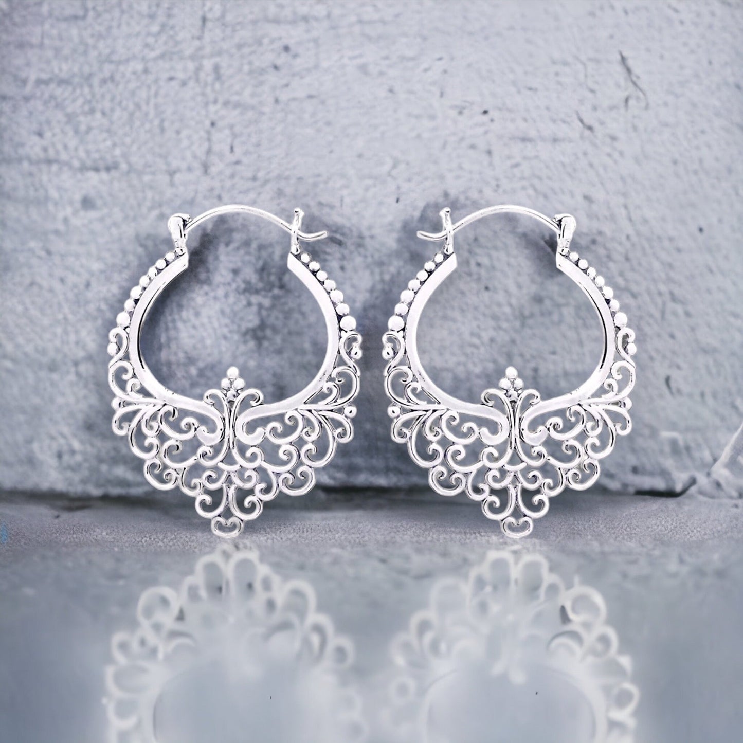 Good Karma Silver Lace Creolen - 925 Sterling Bohemian Style…