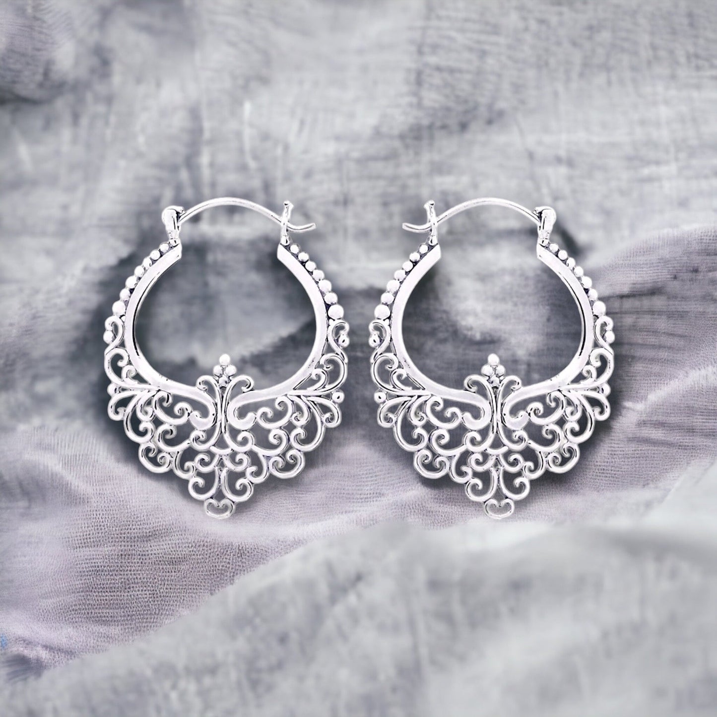 Good Karma Silver Lace Creolen - 925 Sterling Bohemian Style…