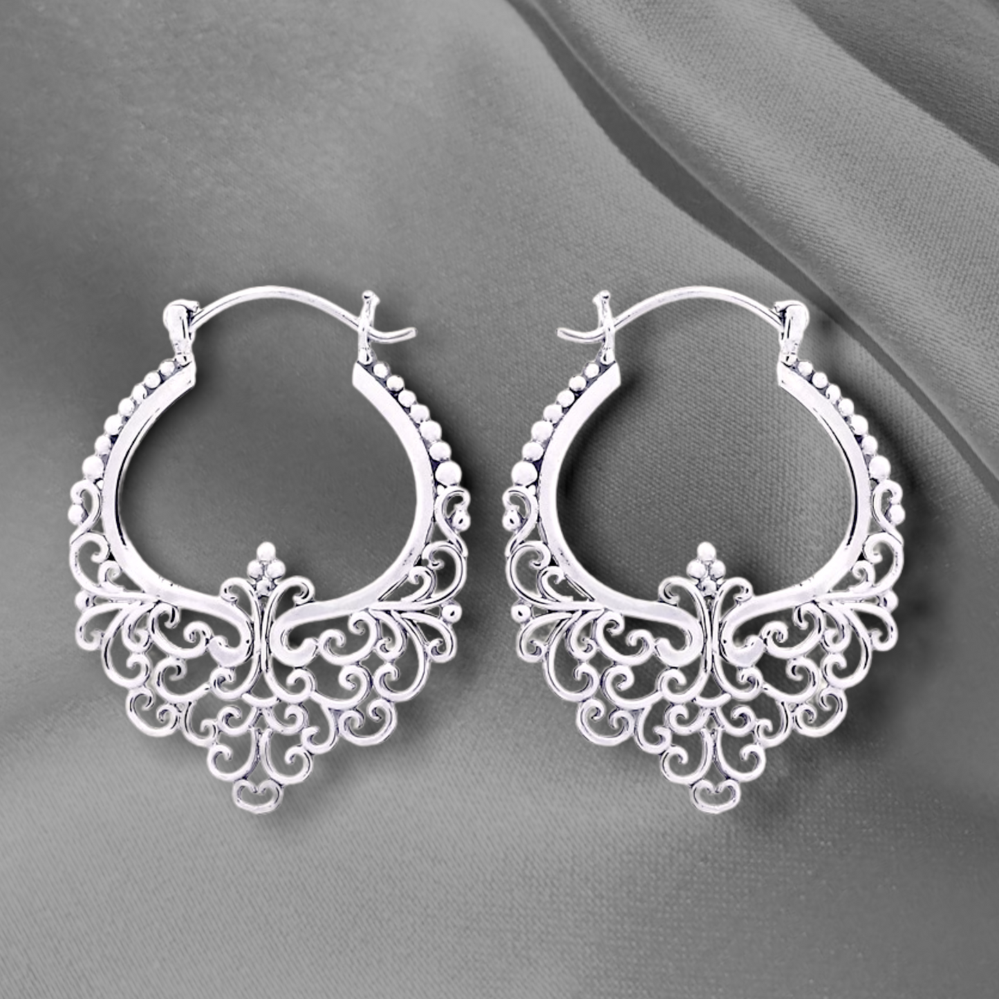 Good Karma Silver Lace Creolen - 925 Sterling Bohemian Style…