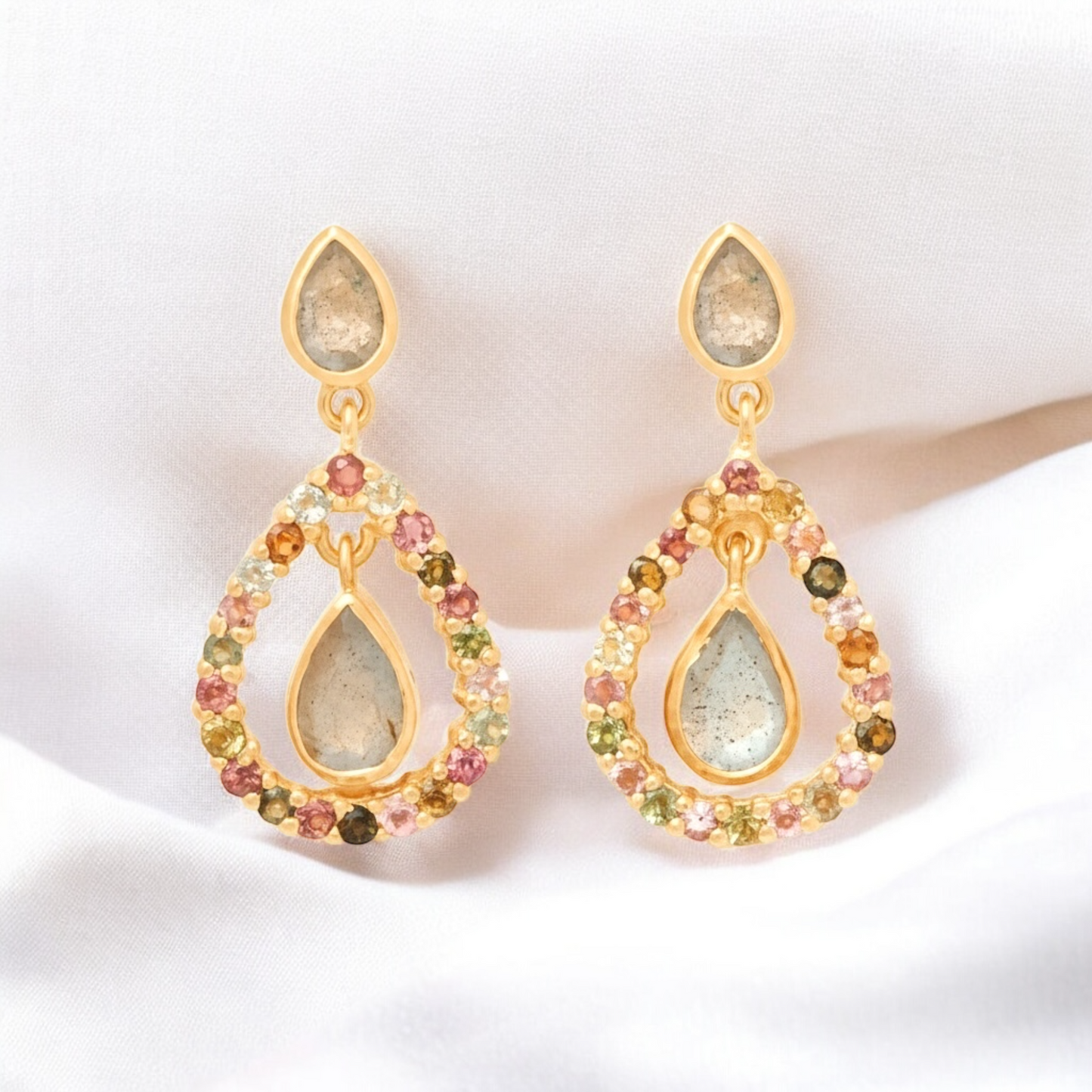 Luxurious 18K Gold Plated 925 Sterling Silver Earrings with…