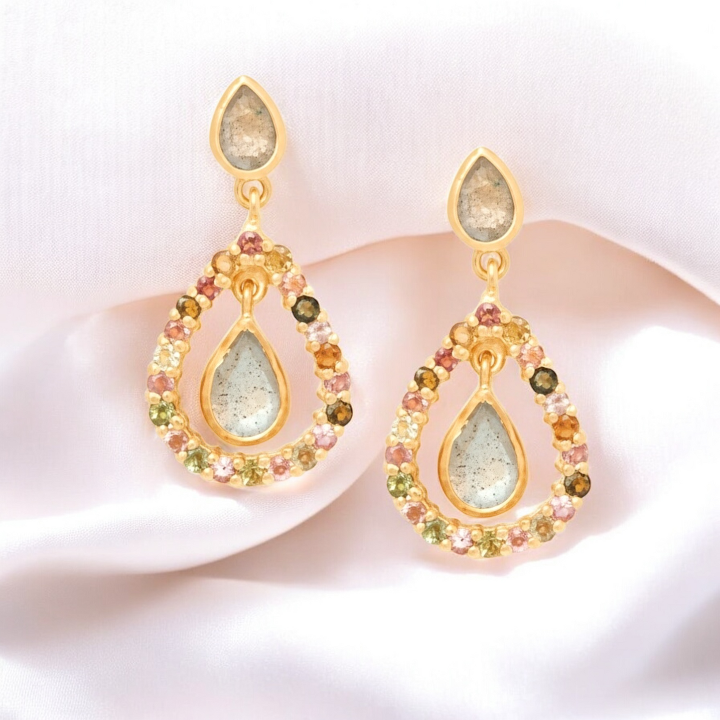 Luxurious 18K Gold Plated 925 Sterling Silver Earrings with…