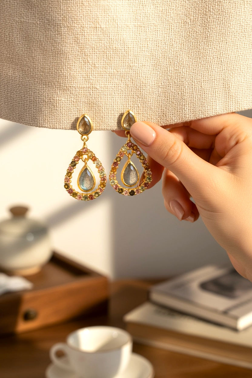 Luxurious 18K Gold Plated 925 Sterling Silver Earrings with…