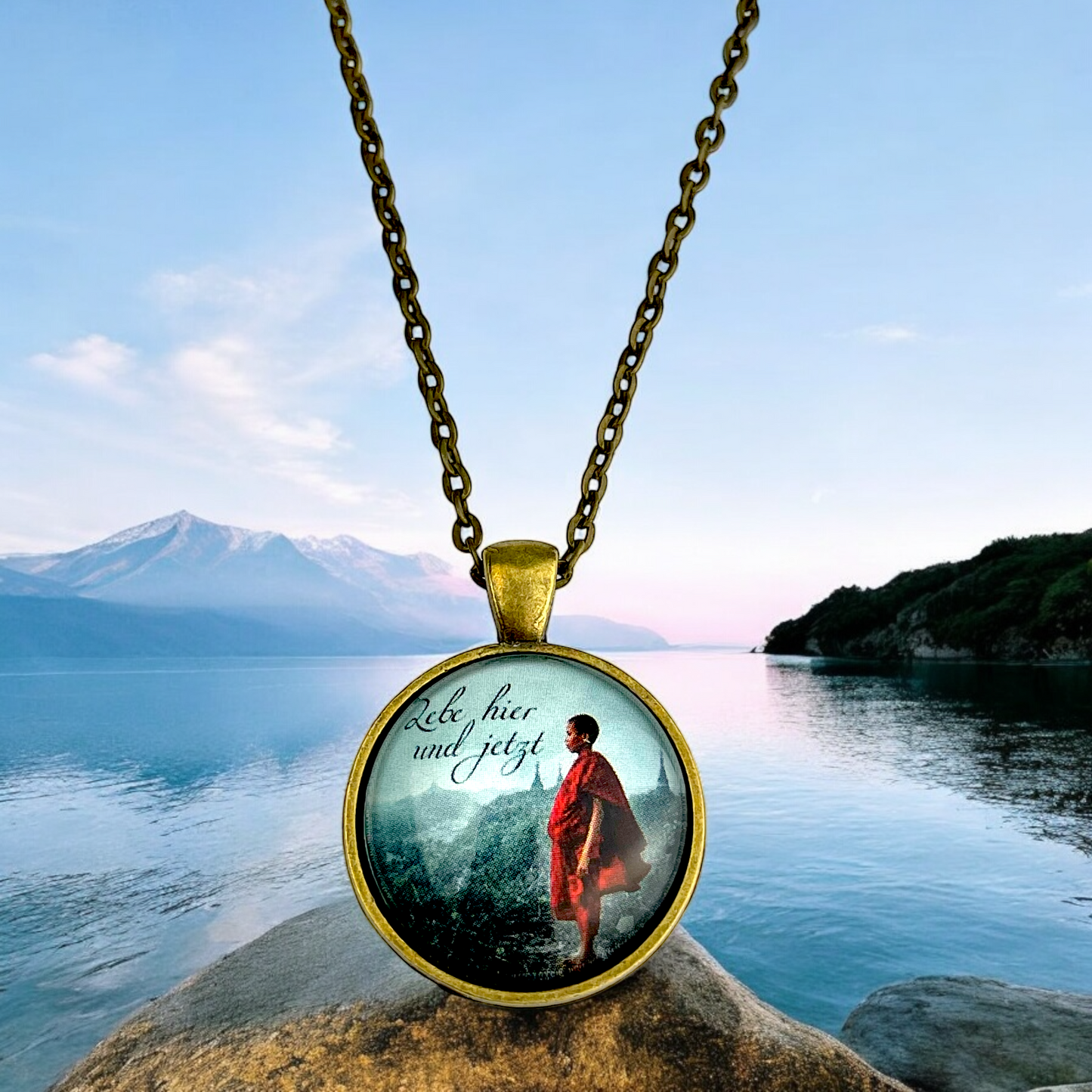 Live Here and Now — Bronze Medallion Necklace – Hypoallergenic…