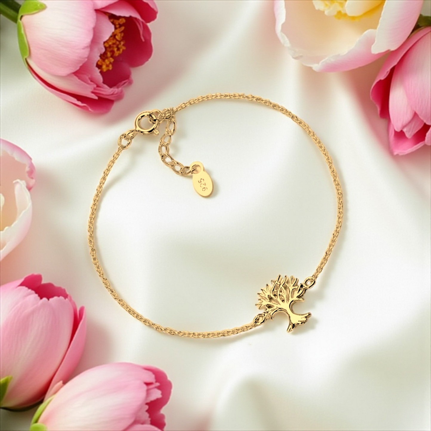 Bracelet with Tree of Life in 925 Sterling Silver - 18K Gold plated…