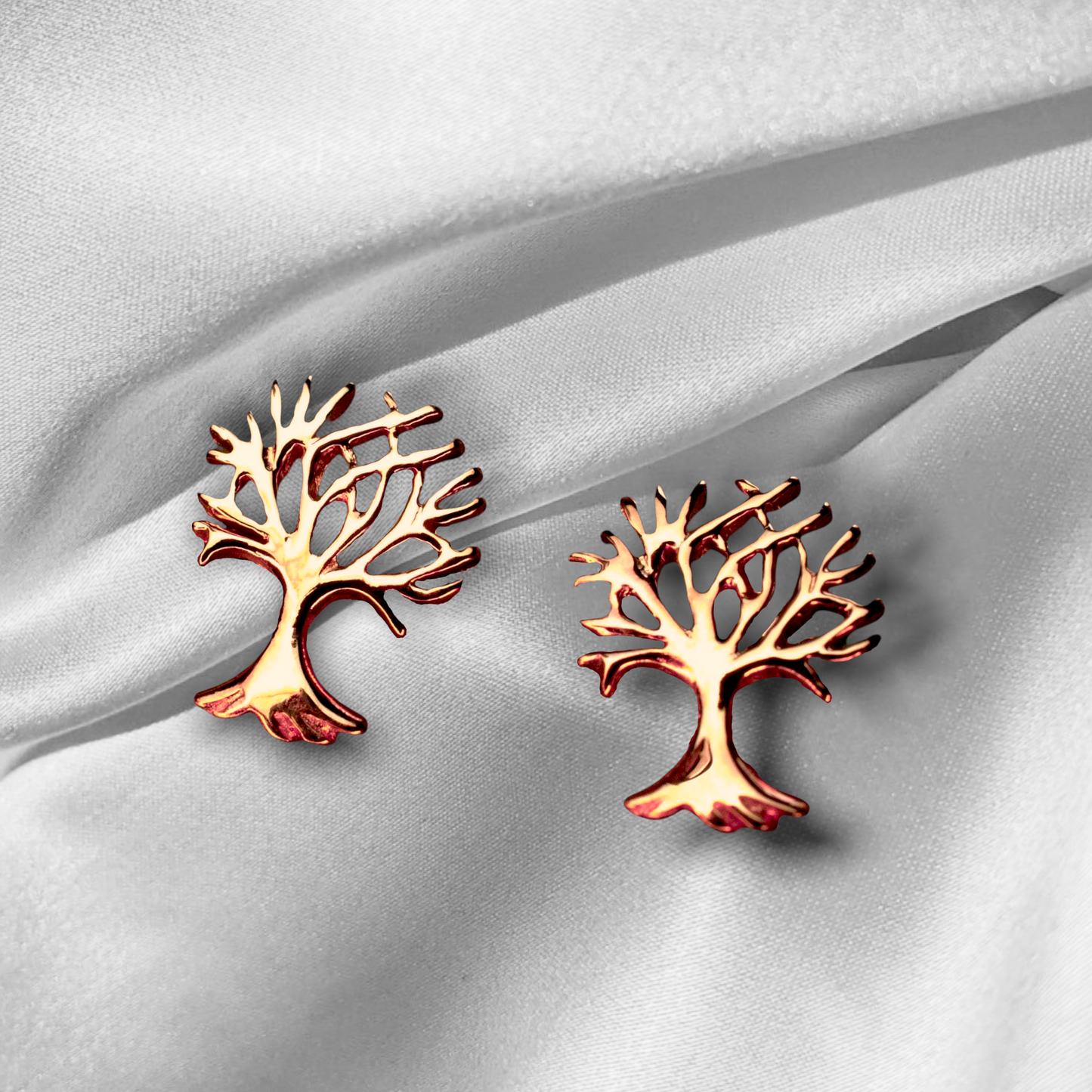 Living Tree Mini Stud Earrings - 925 Sterling Rosegold Gold Plated…