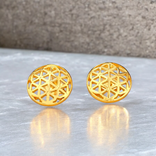 Flower of Life — 925 gold gold plated stud earrings — 106
