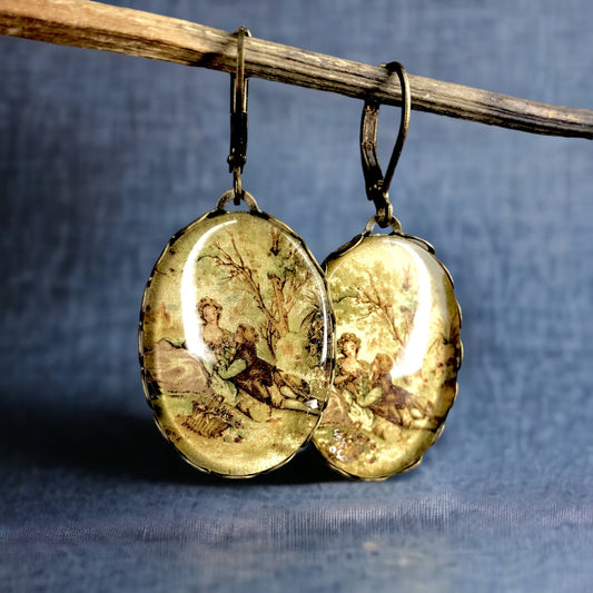 Love couple — Bronze earrings in vintage style
