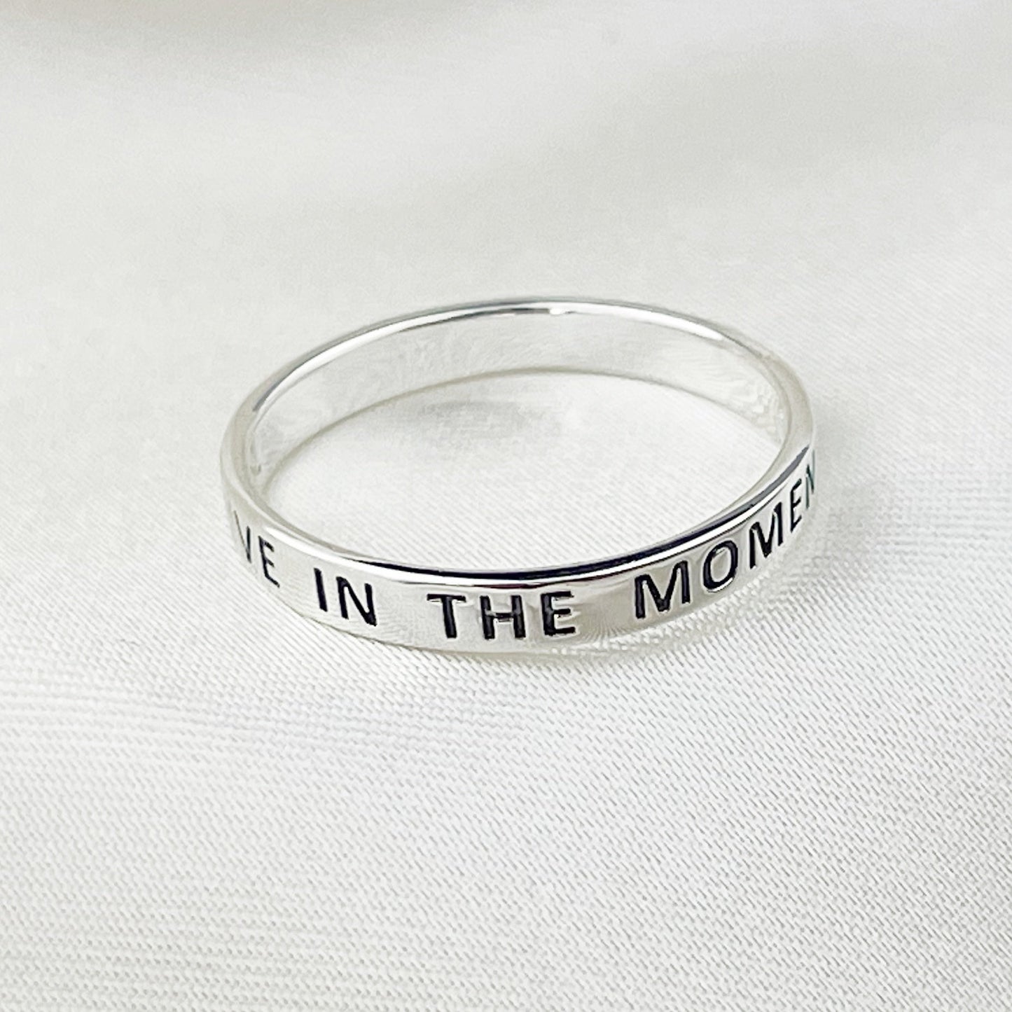 ENJOY LIFE Ring - 925 Sterling Silver Engraved Stamp Finger Ring