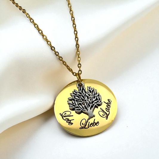 Live Love Laugh — Gold-Plated Stainless Steel Chain with Engravable…