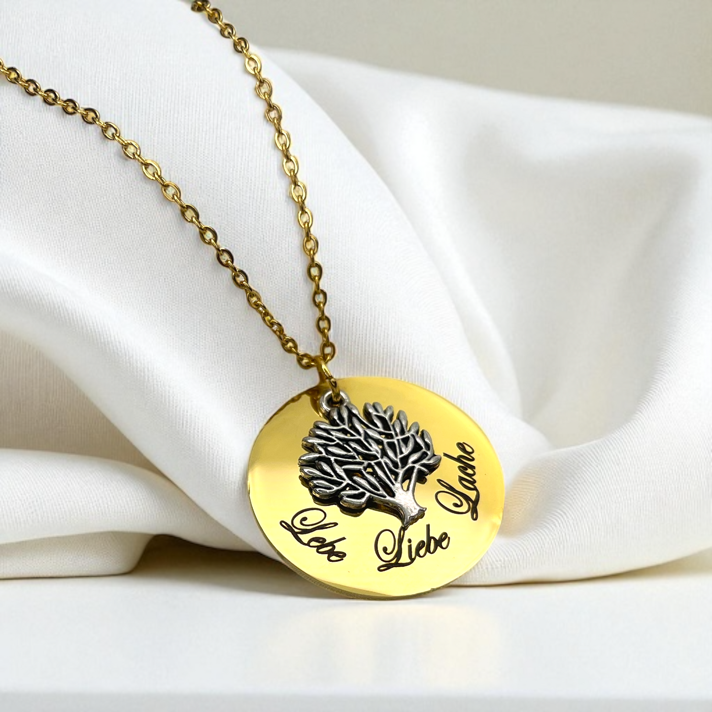Live Love Laugh — Gold-Plated Stainless Steel Chain with Engravable…