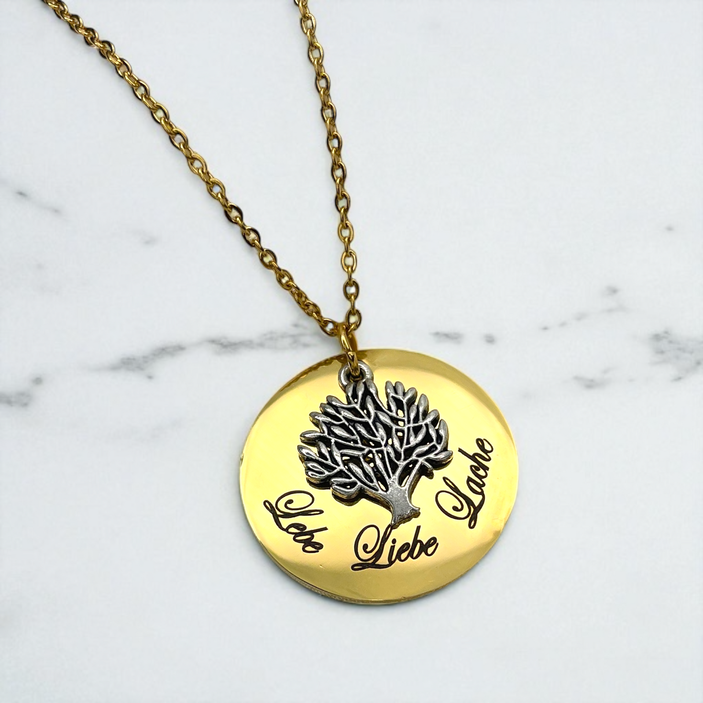 Live Love Laugh — Gold-Plated Stainless Steel Chain with Engravable…