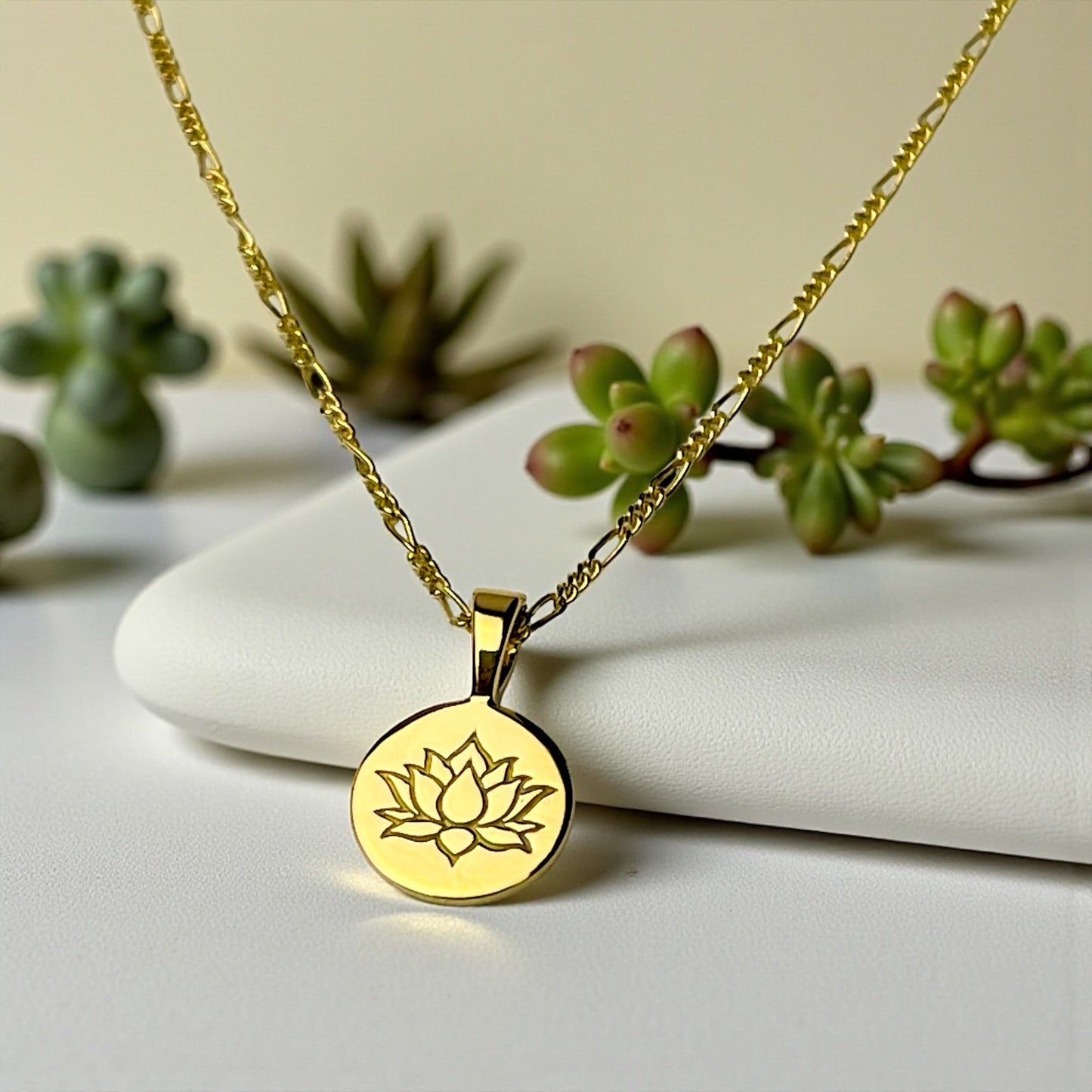 18K gold-plated lotus necklace made of 925 sterling silver…