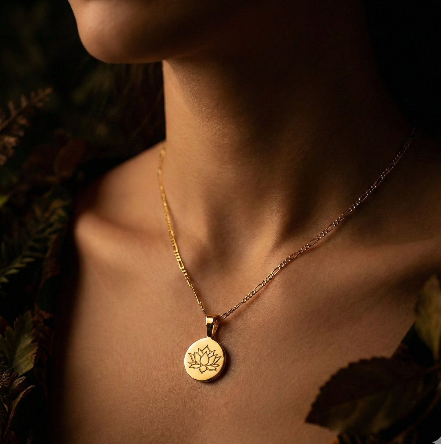 18K gold-plated lotus necklace made of 925 sterling silver…