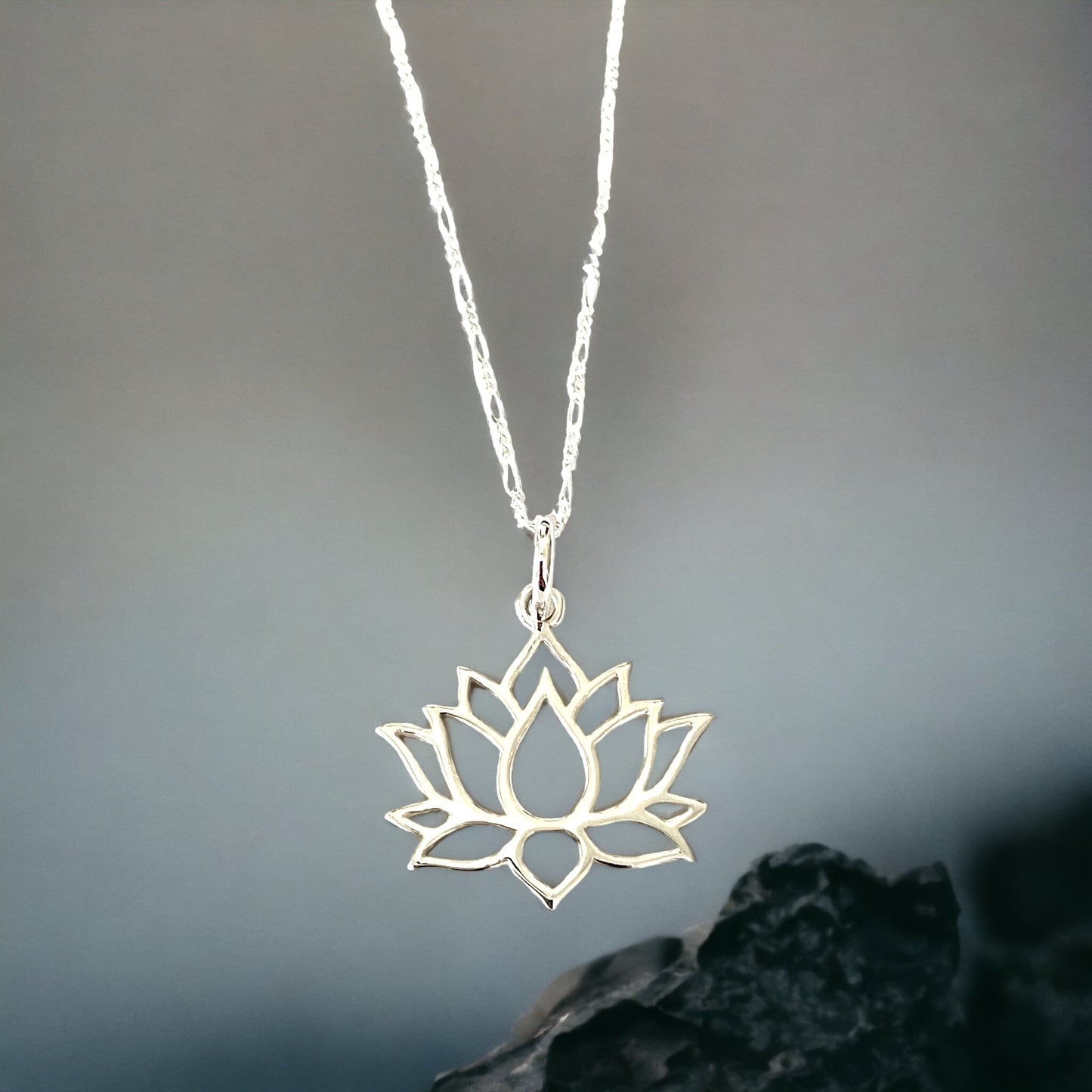 925 Sterling Silver Necklace with Lotus Pendant - Symbol of Purity…