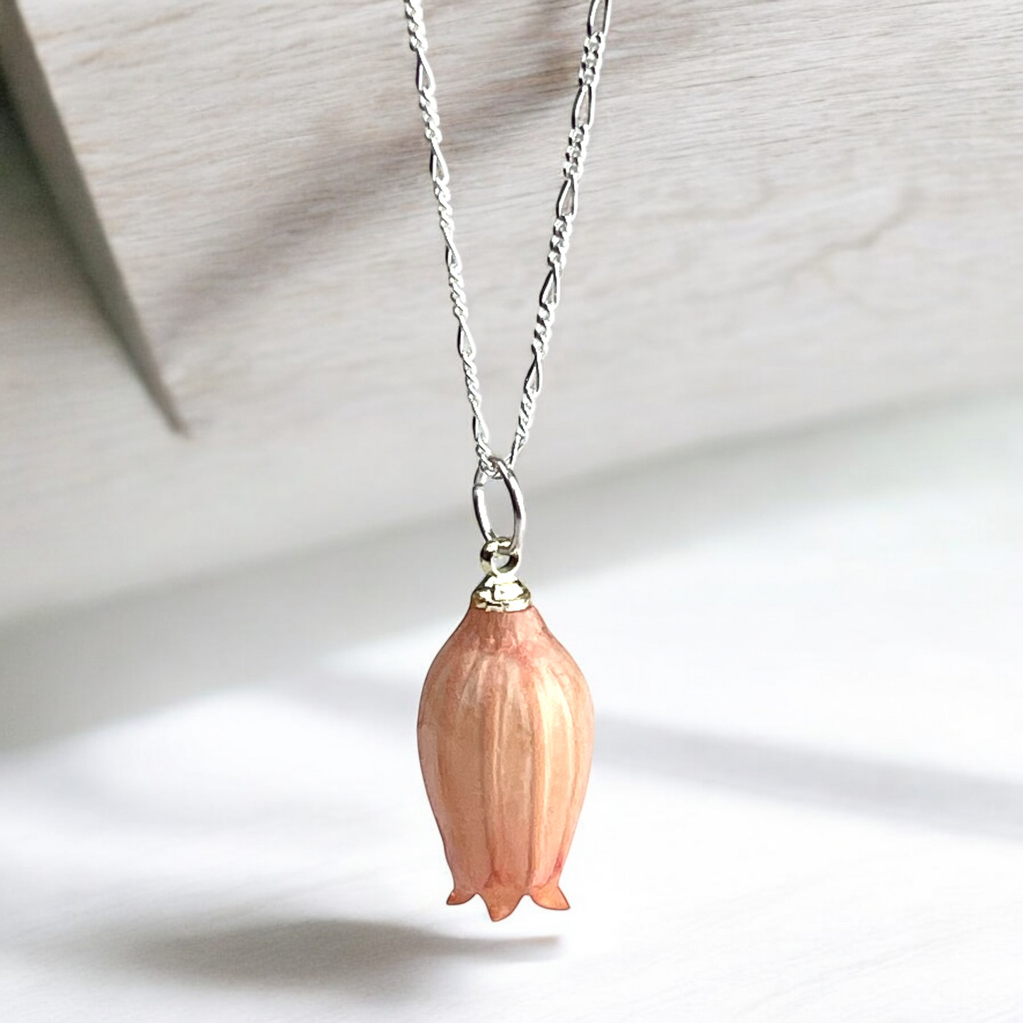 925 Sterling Silver Necklace with Pink Lily of the Valley Blossom…