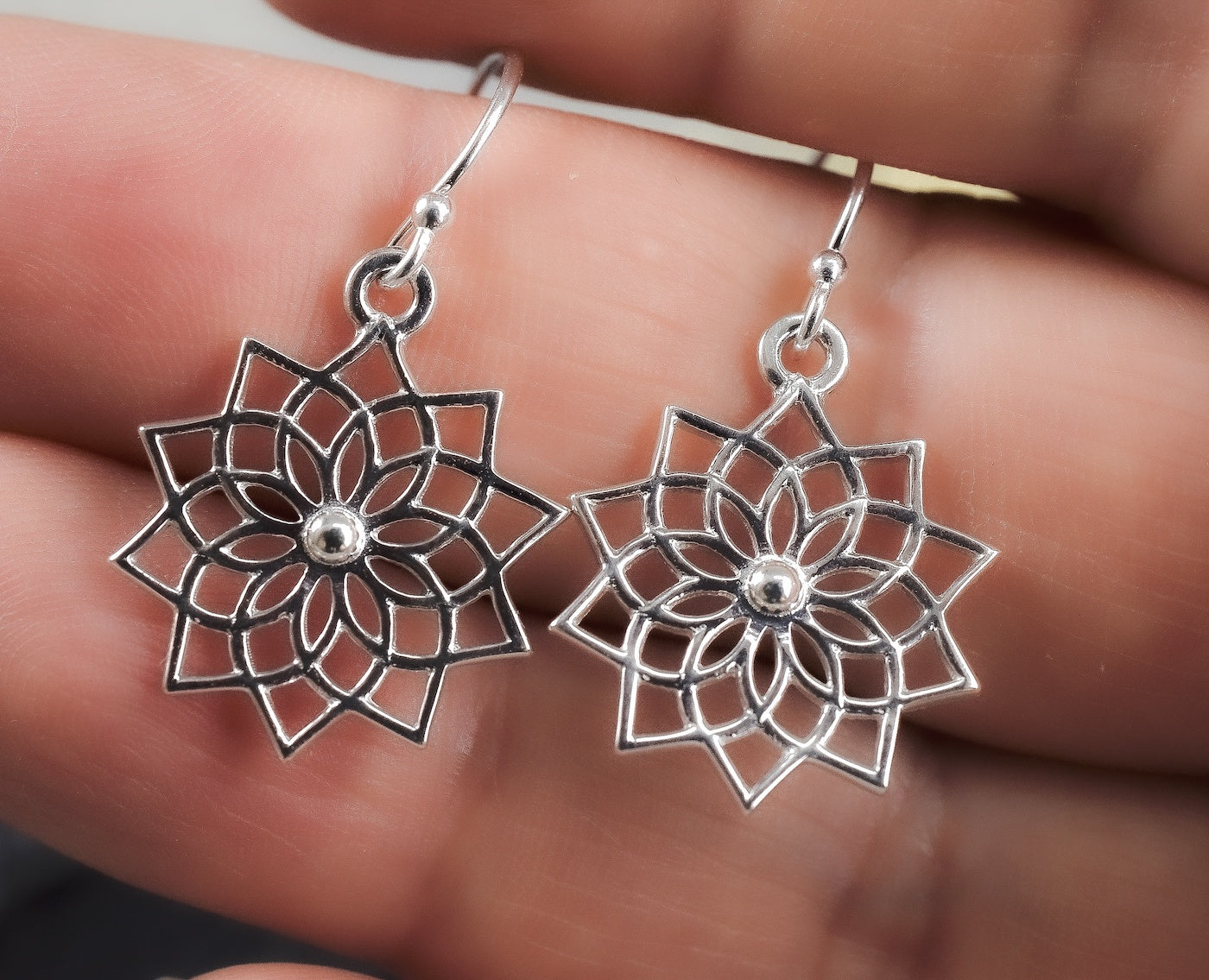 Mandala — 925 Sterling Silver Earrings