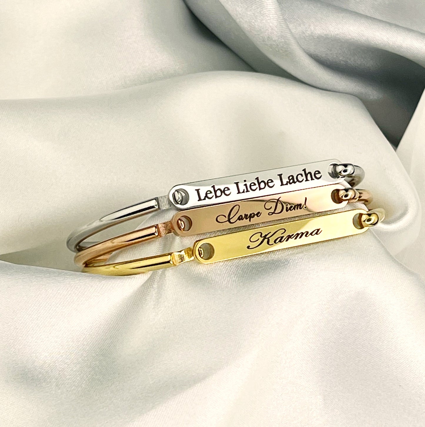 Personal Bangle made of stainless steel - engraving - color silver