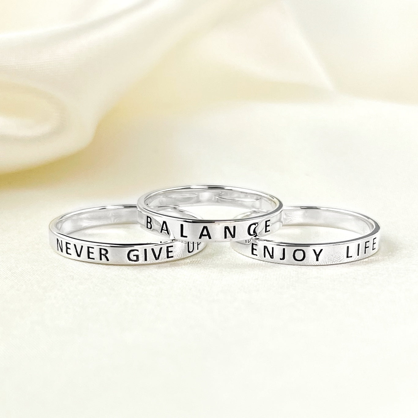 BALANCE Ring - 925 Sterling Silver Engraved Stamp Finger Ring
